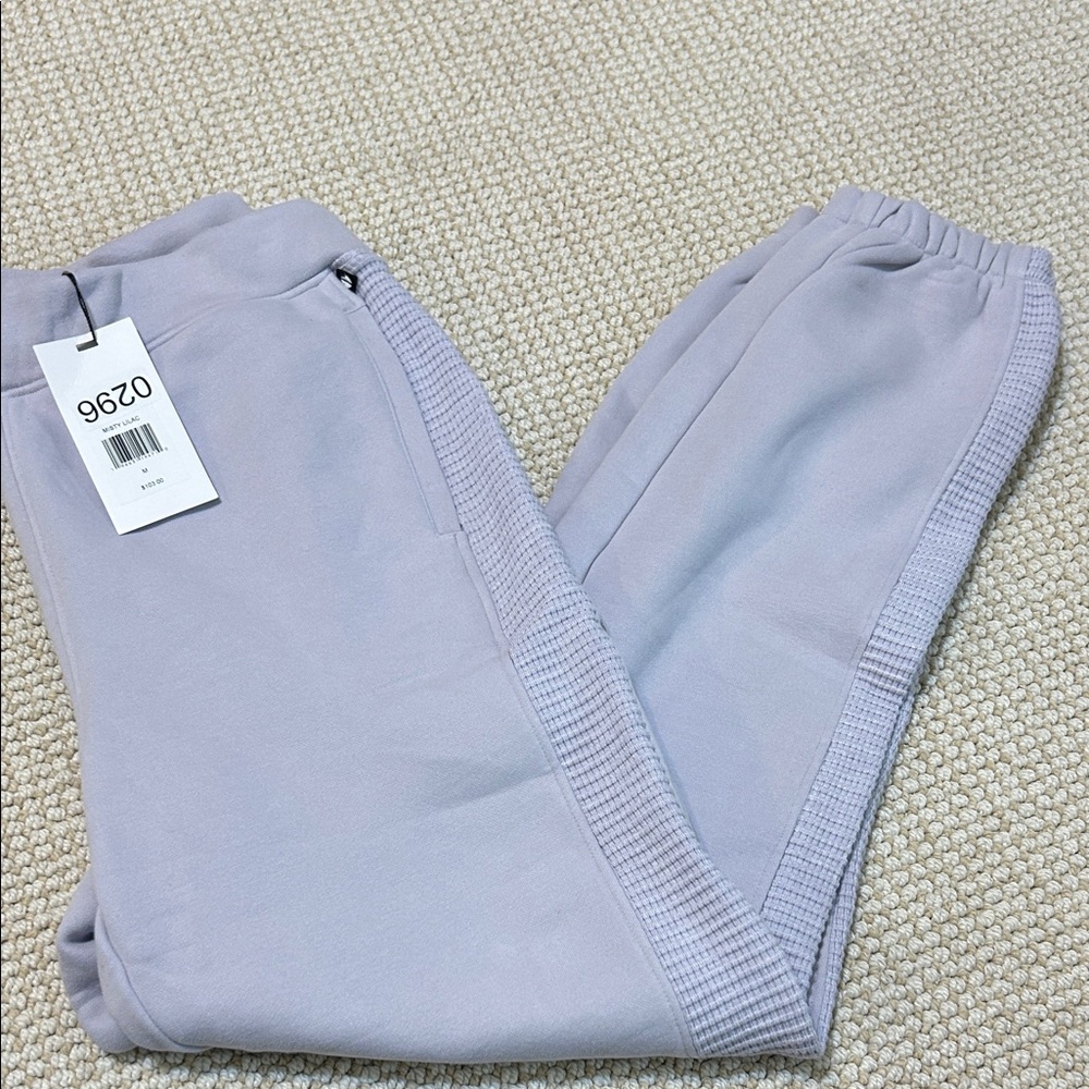 Thrive Societe Waffle Mix Fleece Jogger Misty Lilac Med NWT $103